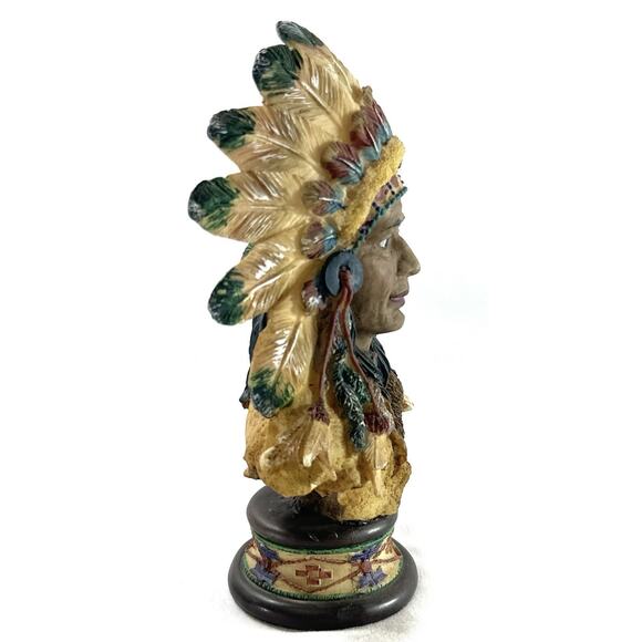 Native American Warrior And Woman Small Bust Statues Resin Apprx 7” - Picture 3 of 10
